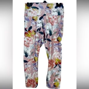 Women’s medium RBX soft ankle length leggings/yoga pants- floral pink